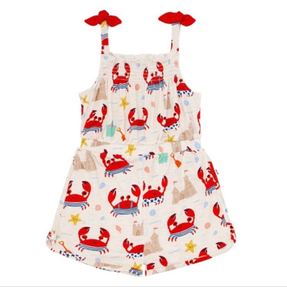 NWT Little Sleepies Smocked Romper (beach buddies)